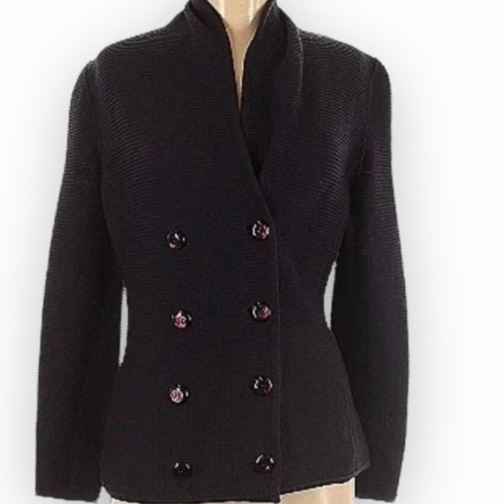 Armani Collezioni Wool Cardigan in Black Size 8